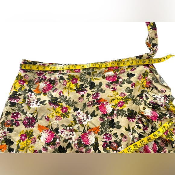 Ashley Stewart Womens Ruffled Hem Wrap Skirt Size 22 Colorful Floral Linen Blend - Picture 10 of 13